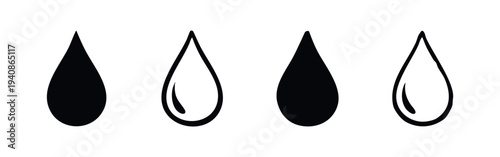 Water Drop and Liquid Droplet Icons Set