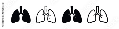 Hand Drawn Human Lungs Organ Icons Set