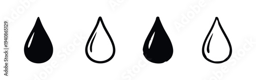 Minimalist Water Drop and Liquid Droplet Icons Set