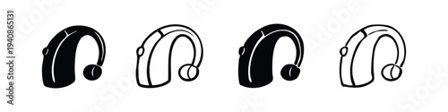 Hand Drawn Behind-the-Ear (BTE) Hearing Aid Icons