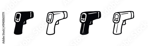 Infrared Thermometer Icon Set. Non-contact Temperature Scanner Symbols for Health and Medical Use.