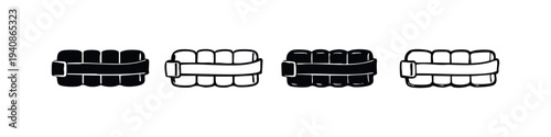 Hand Drawn Ankle Weights Icon Set. Fitness Workout Equipment Doodle Collection for Strength Training.