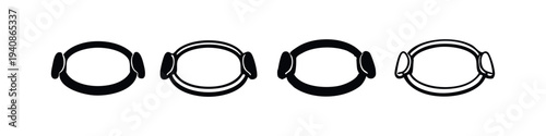 Pilates ring set of icons. Fitness magic circle for core, muscle strengthening, and posture improvement.