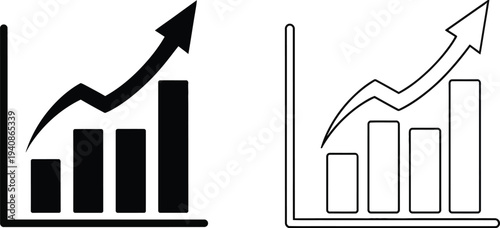 Graph growth chart with arrows Vector