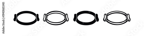 Pilates ring set of icons. Fitness magic circle for strength, flexibility, and core exercises.