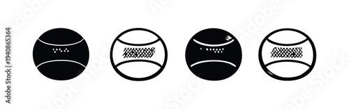 Abstract Oval Fitness Ball or Weight Icons Set in Various Styles