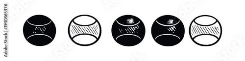 Abstract Oval Fitness Ball or Weight Icons with Various Textures