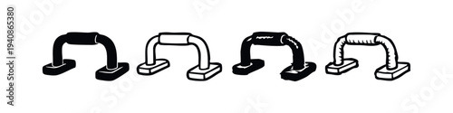 Push Up Bars Grips Icons Set in Various Styles