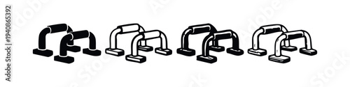 Pairs of Push Up Bars Grips Icons Set
