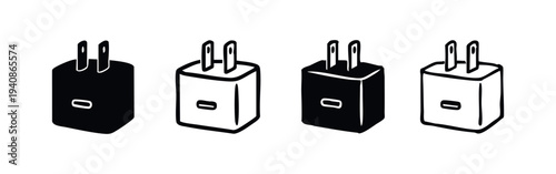 USB Wall Charger Power Adapter Icon Set
