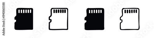 Notched SD Card Memory Storage Icon Set
