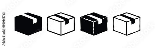 Isometric Cardboard Box Icons Set. Shipping and Packaging Symbols for E-commerce and Logistics.