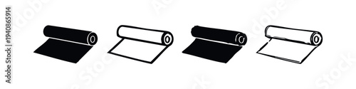 Rolled Fabric or Mat Icon Collection. Material Roll Vector Symbols. Paper or Textile Roll Isolated Illustrations.
