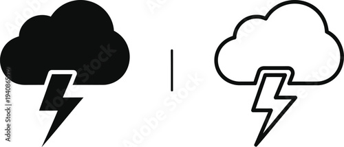 Weather storm cloud lightning icons Vector