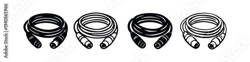 Coiled Jump Rope or Skipping Rope Vector Icons Set. Fitness and Exercise Equipment for Workout.