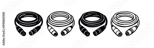 Fitness Jump Rope or Skipping Rope Vector Icons Set. Exercise Equipment for Cardio Workouts and Training.