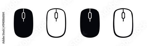 Computer Mouse Icons Set in Solid and Outline Styles