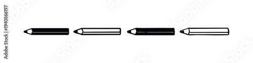 Carpenter pencil tips icon set, vector in filled and line styles for marking and building