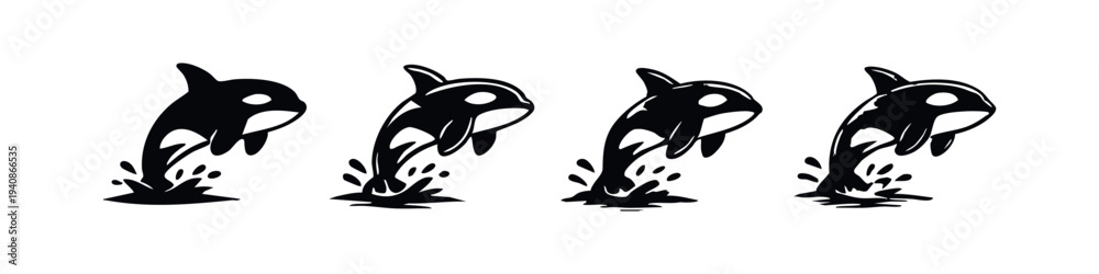 Obraz premium Dynamic Killer Whale Jump Icons
