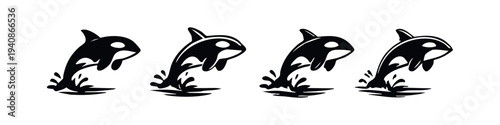 Stylized Killer Whale Jumping Illustrations