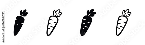 Carrot Vegetable Icon Set - Healthy Food and Garden Symbols