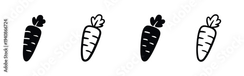 Fresh Carrot Icon Set - Healthy Vegetable and Garden Graphics