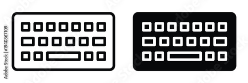 White and Black Computer Keyboard Icon Design for Technology and Office Use