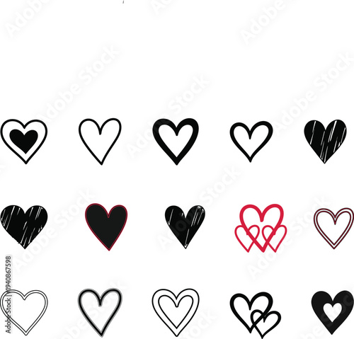 Collection of hearts with arrows illustrations