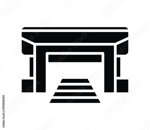 Abstract Minimalist Illustration of a Traditional Gateway with Steps