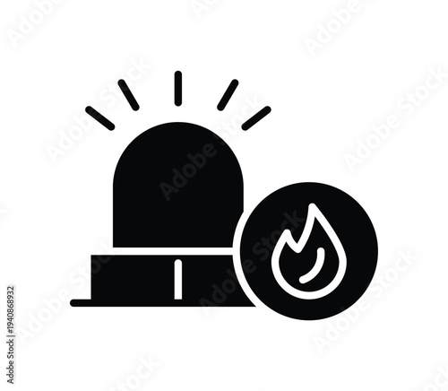 Emergency Alert Signal with Flame Icon for Safety and Fire Awareness