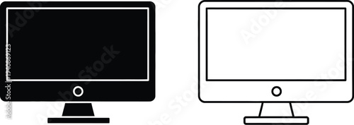 Computer monitors black and white illustration Vector