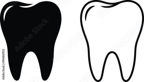 Black and white tooth icons Vector