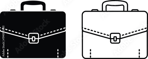 Black and white briefcases Vector