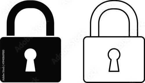 Black and white padlock icons Vector