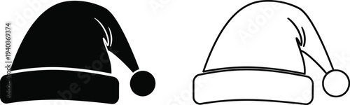 Black and white santa hats Vector
