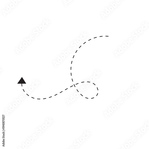 Curved Dotted Line Arrow Path Illustrating Direction and Movement Concept for Graphic Design