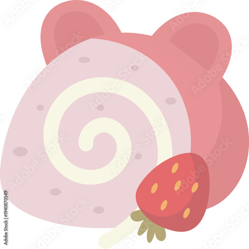 Strawberry Roll Cake illustration.