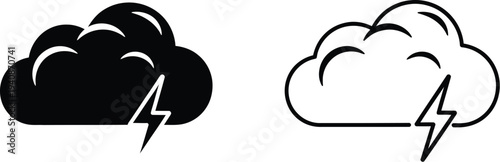 Weather icons storm clouds with lightning Vector