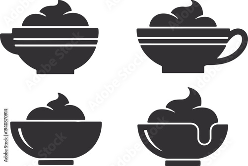 Illustration of set of coffee and dessert cup icons