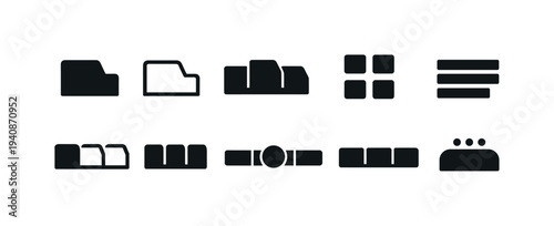 Folder management solid icon set. organize, document, files, directory solid icons