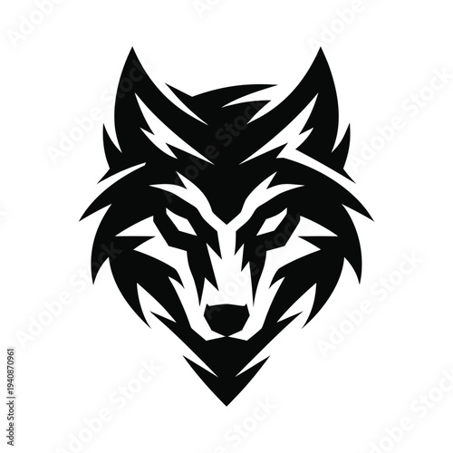 Wolf head tribal tattoo vector icon
