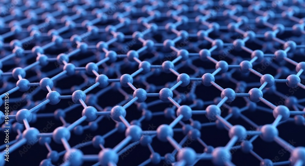 Obraz premium Abstract blue atomic lattice structure with shallow depth of field