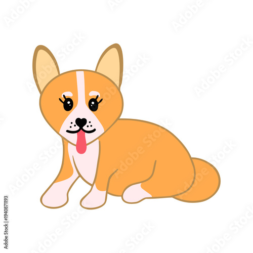 Corgi dog cartoon. Vector Illustration for printing, backgrounds, covers and packaging. Image can be used for greeting cards, posters, stickers and textile. Isolated on white background.