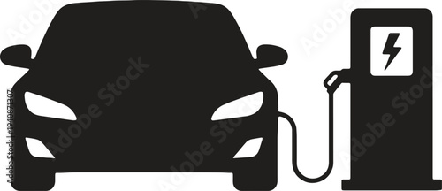 Illustration of electric vehicle charging station icon