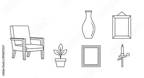 Simple Line Art Home Decor Elements