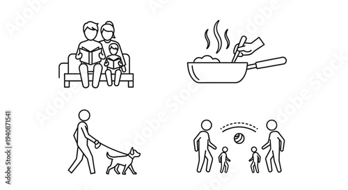 Simple Line Icons for Family and Daily Life