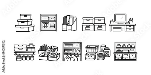 Technology and gadgets outline icon set. digital devices, electronics icon collection