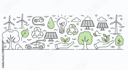 Set of eco-friendly and renewable energy icons vector