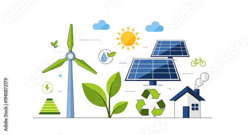 Set of 20 eco friendly icons vector, sustainable energy and environment symbols