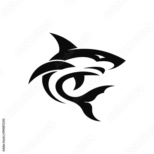 Vector illustration of a shark in the ocean